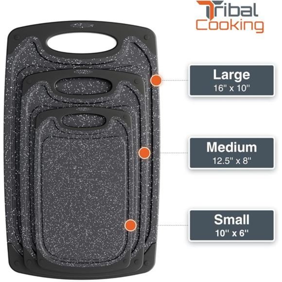 3 Set - Small to Extra Large Cutting Boards, Non-Slip Rubber Chopping Board Set - Picture 6 of 7